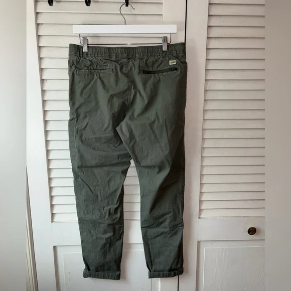 Vuori Ripstop Pants Mens Small Olive Green Drawstring Elastic Waist Zip Pocket - Picture 6 of 6